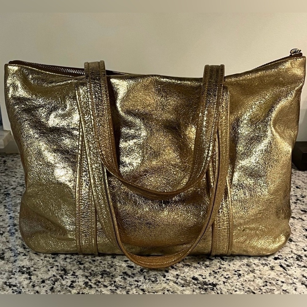 Coach Poppy Gold Metallic Shoulder Bag - Picture 4 of 14